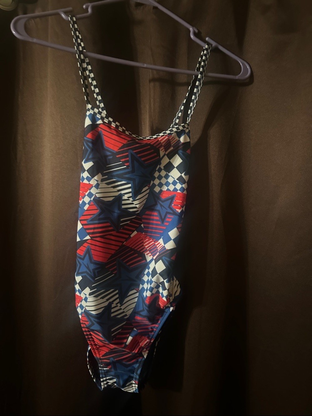 Woman Red & Blue Star Print One-Piece Swimsuit Size 32 - Speedo NWOT - has liner